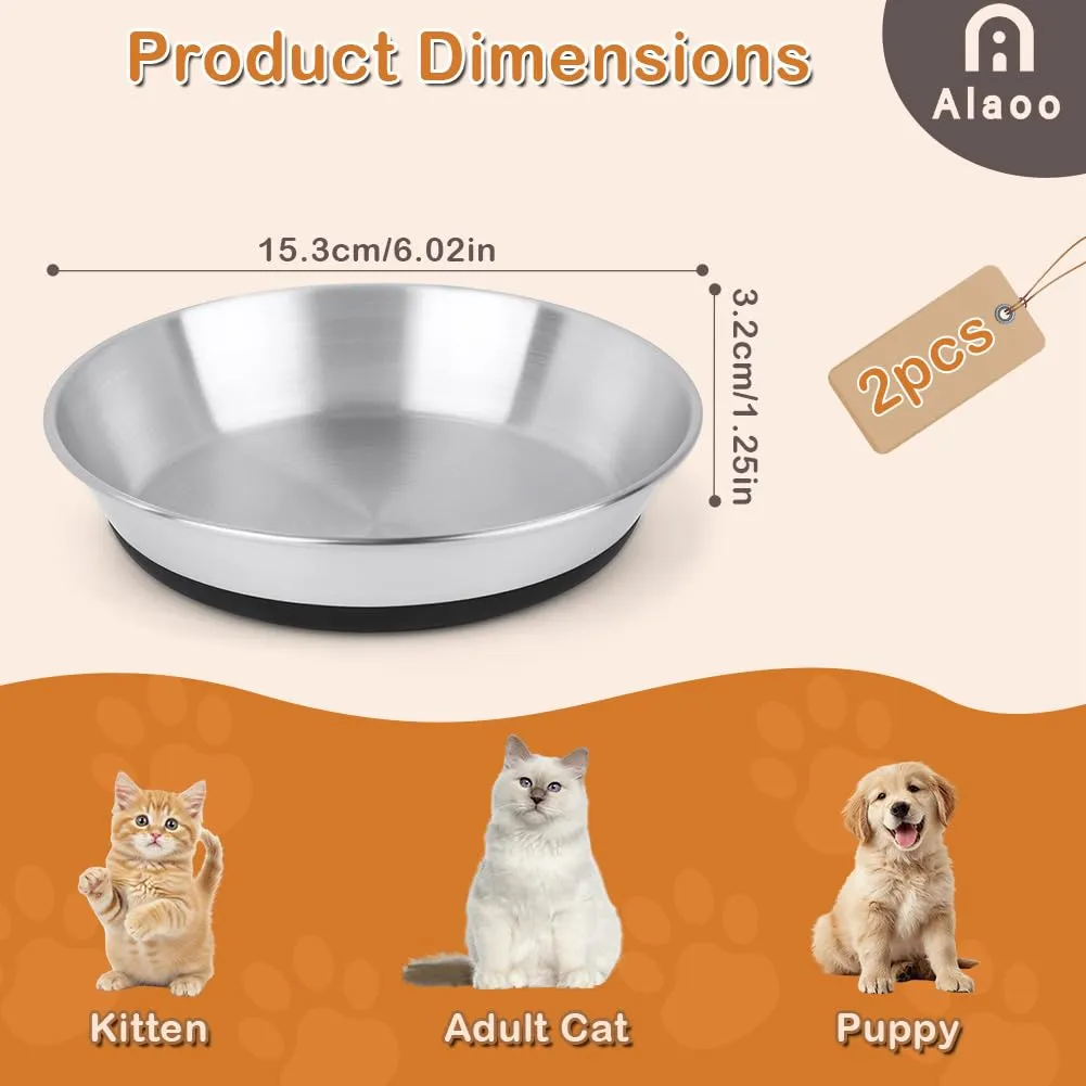 Alaoo 2 Pezzi Ciotole per Gatti in Acciaio Inox, 15 cm - immagine 2