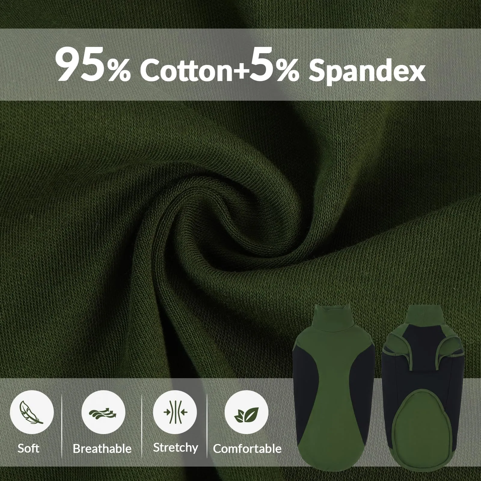 Gilet whippet sottile traspirante per cani, gilet sportivo estivo senza maniche per cani whippet - Pigiama comodo per levriero italiano - abbigliamento per attività all'aperto (verde militare, taglia - immagine 2