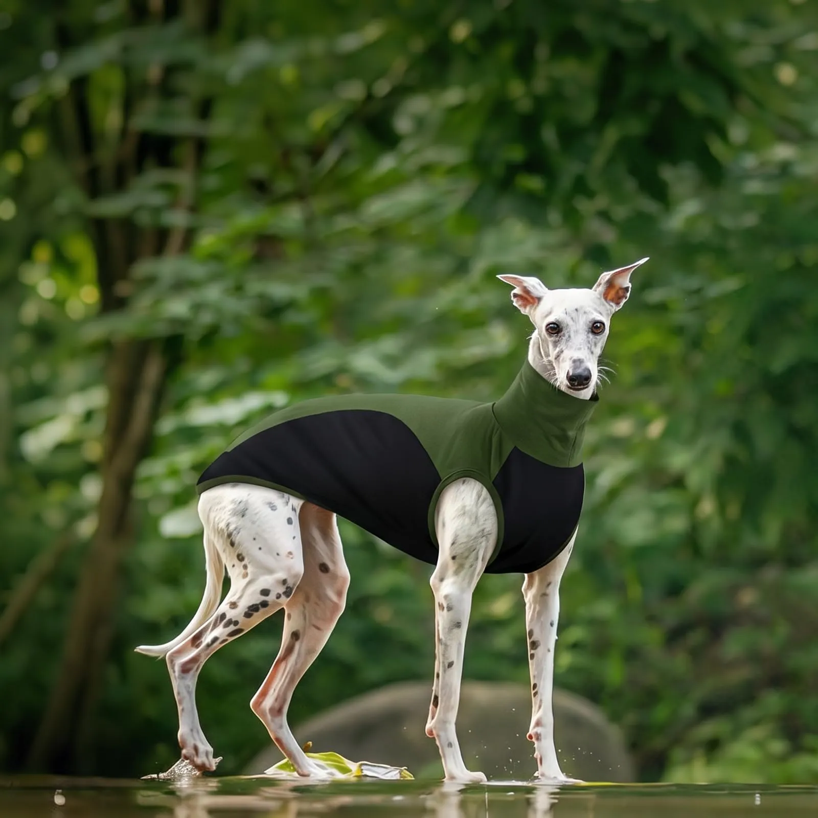 Gilet whippet sottile traspirante per cani, gilet sportivo estivo senza maniche per cani whippet - Pigiama comodo per levriero italiano - abbigliamento per attività all'aperto (verde militare, taglia - immagine 5
