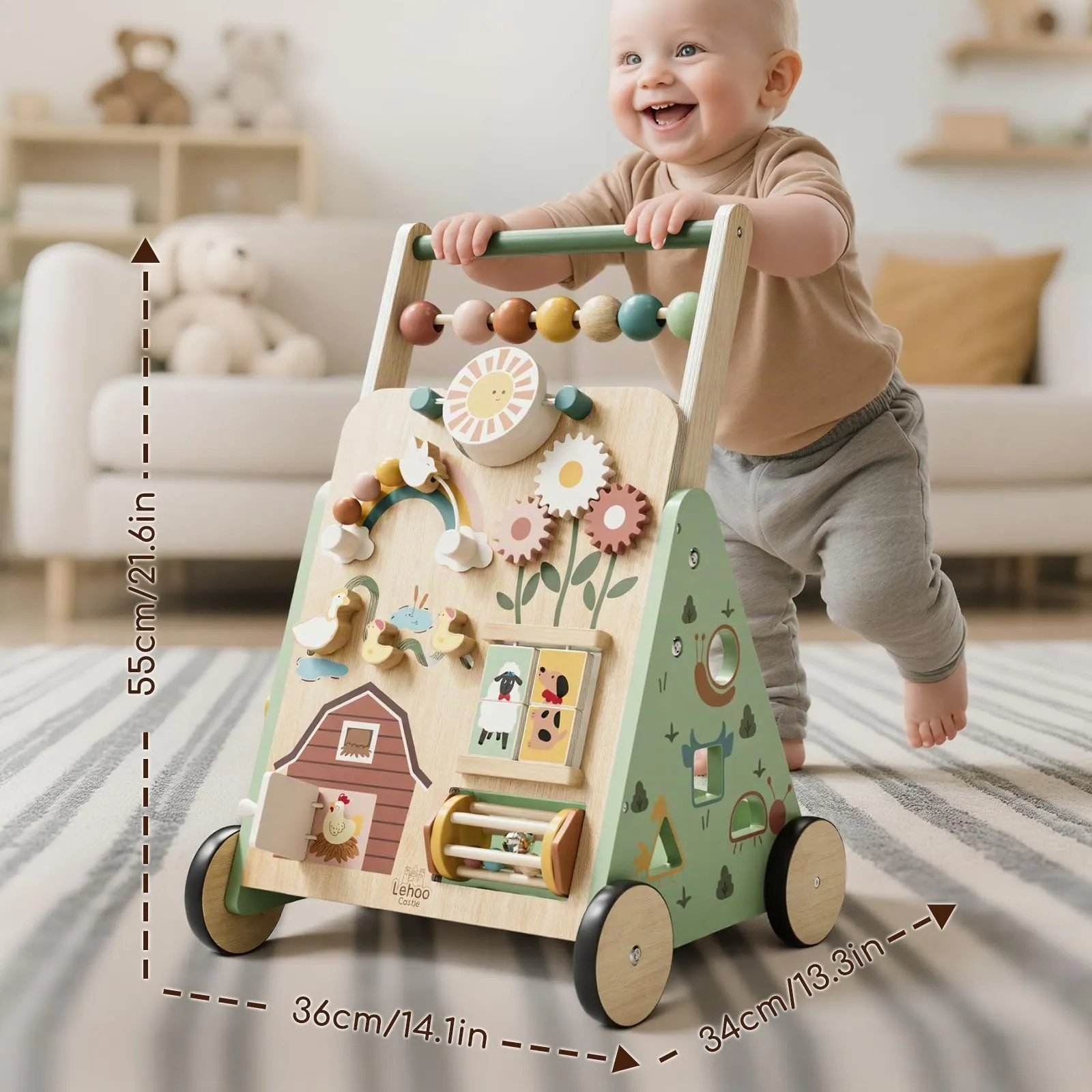 Carrello Primi Passi Legno, Girello per Bambini, Giochi Bambini 1 Anno - immagine 6