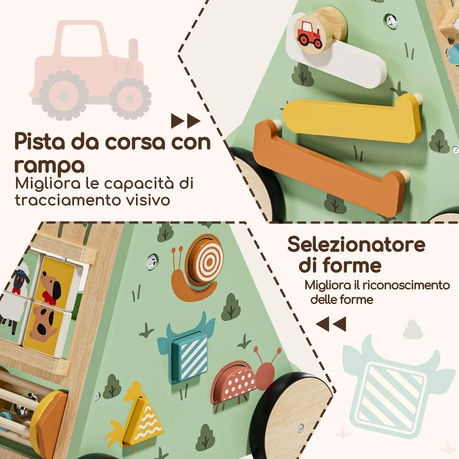 Carrello Primi Passi Legno, Girello per Bambini, Giochi Bambini 1 Anno - immagine 9
