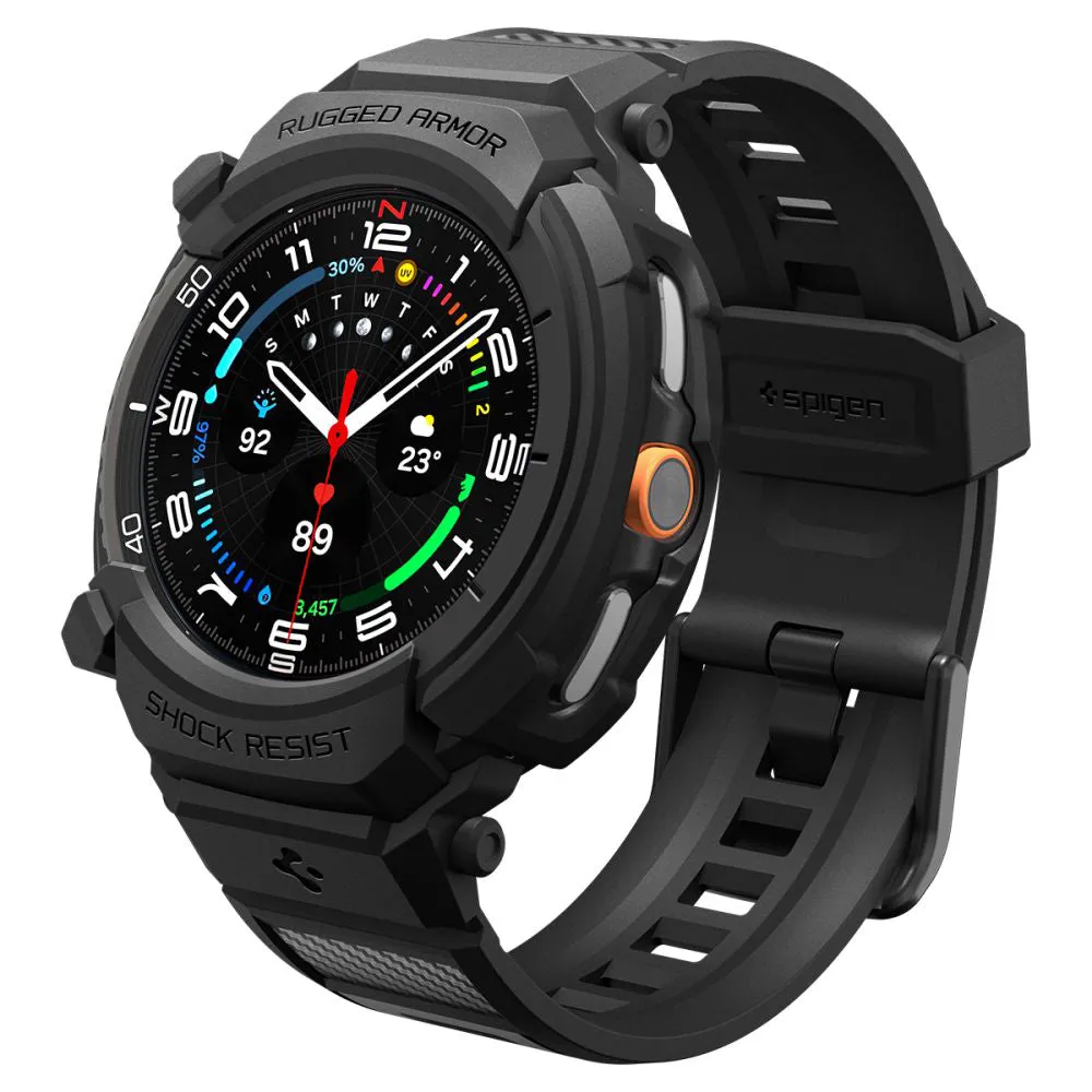 Custodia Spigen Rugged Armor Pro per Samsung Galaxy Watch8 Classic, Nera Opaca ACS10013 - immagine 1