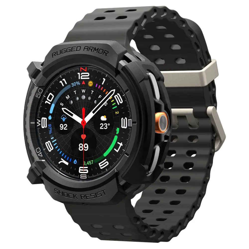 Custodia Spigen Rugged Armor per Samsung Galaxy Watch8 Classic, Opaca Nera ACS10012 - immagine 1