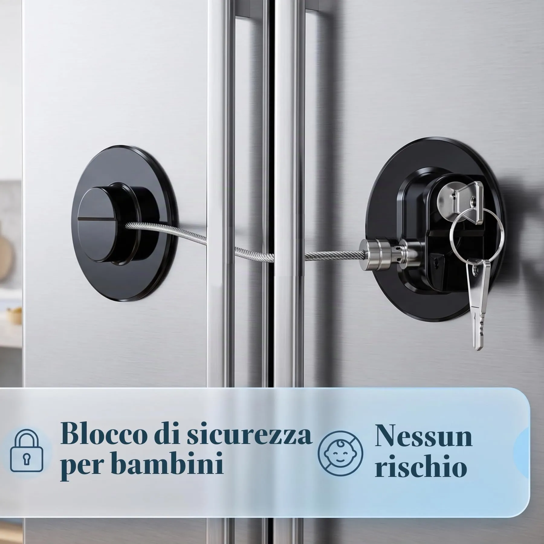 2 Pezzi Blocca Bambini con 4 Chiavi per Frigorifero e Cassetti, Blocca Chiusura Cassetti con Potente Adesivo, Sicurezza Chiudi Cassetti Bambini per Frigorifero Armadietto, Cassetto - immagine 7