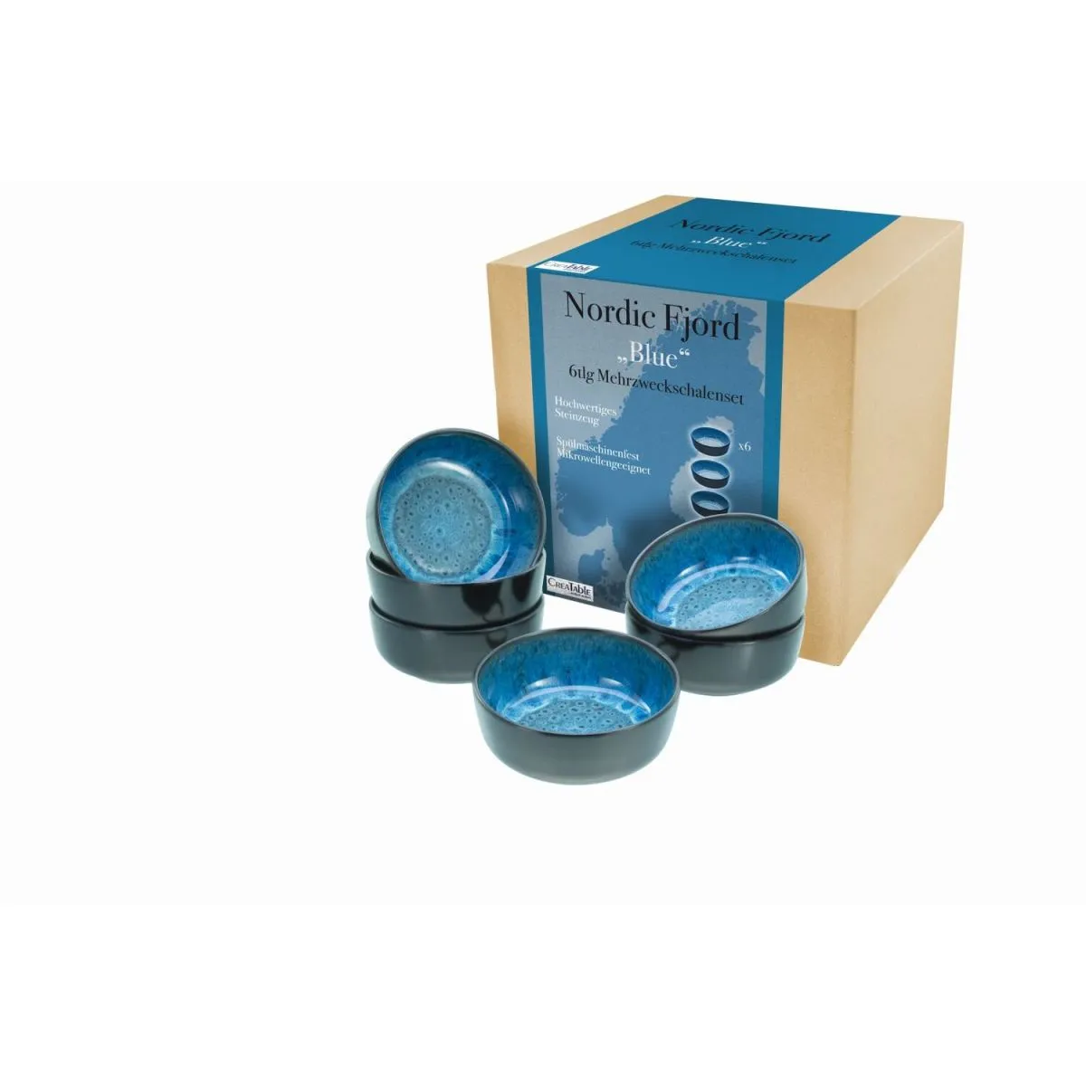 6x CreaTable Nordic Fjord - Set di ciotole da 6 pezzi; 450 ml, 15x6 cm (ØxH); blu; rotonda; 6 pz. / Pacco - immagine 1