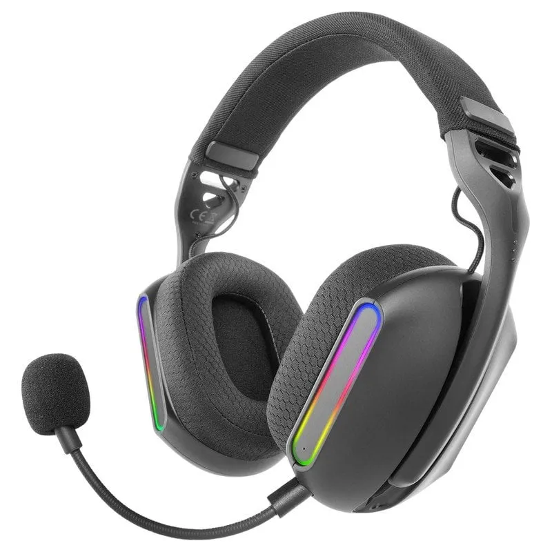 Mars Gaming MHW-PRO Cuffie wireless 7.1 ARGB Flow Bluetooth 5.3 Doppio microfono Nero - immagine 1