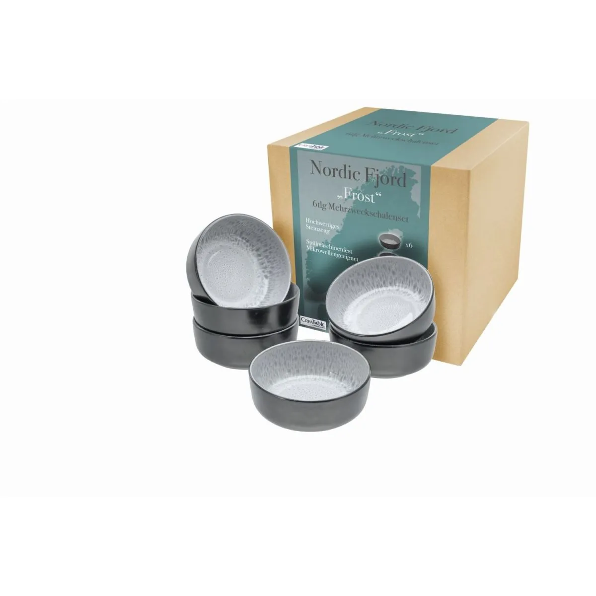 6x CreaTable Nordic Fjord - Set di ciotole da 6 pezzi; 450 ml, 15x6 cm (ØxH); grigio; rotonda; 6 pz. / Pacco - immagine 1