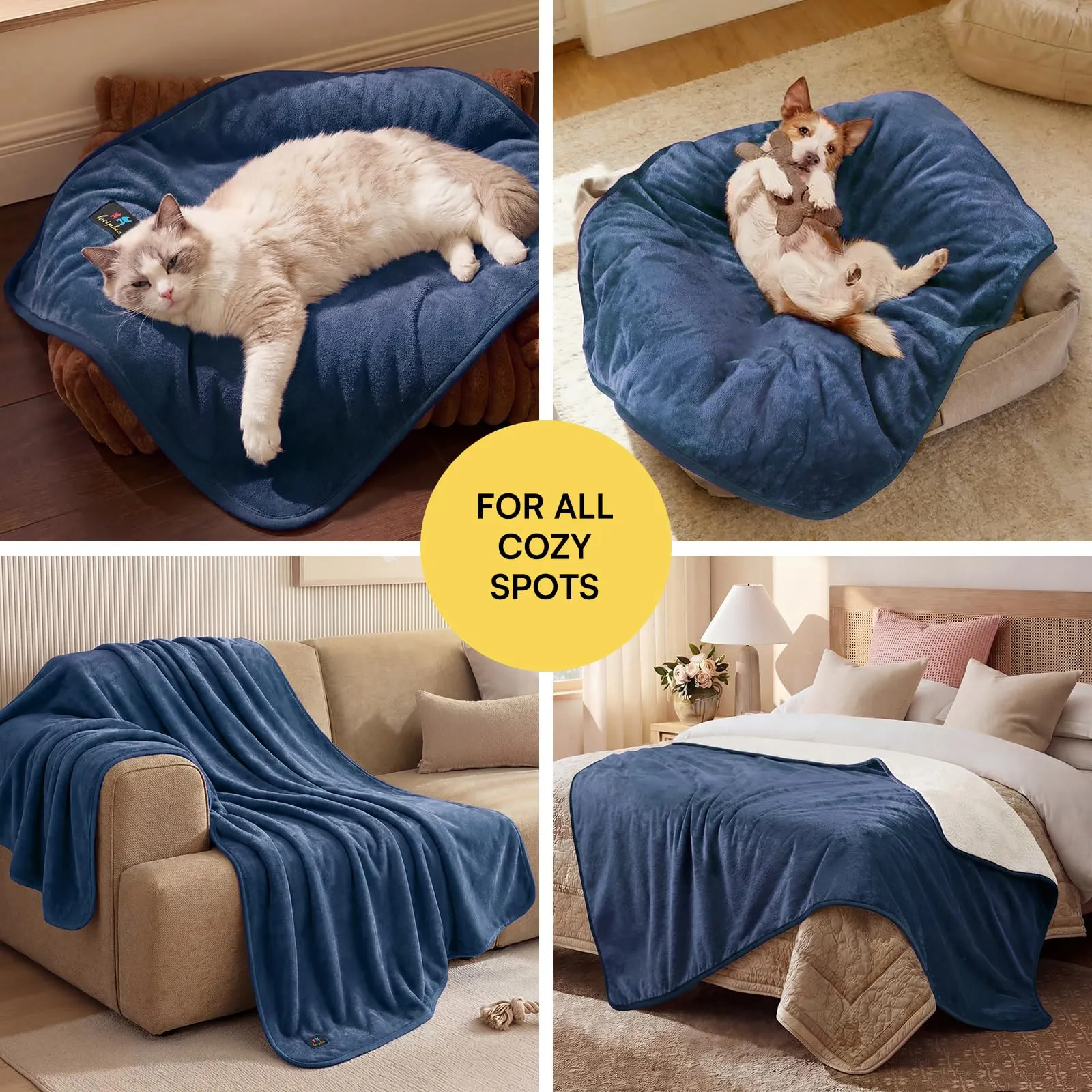Luciphia Coperta per Cani e Gatti Impermeabile Reversibile, Sherpa in Pile, per Divano - immagine 5