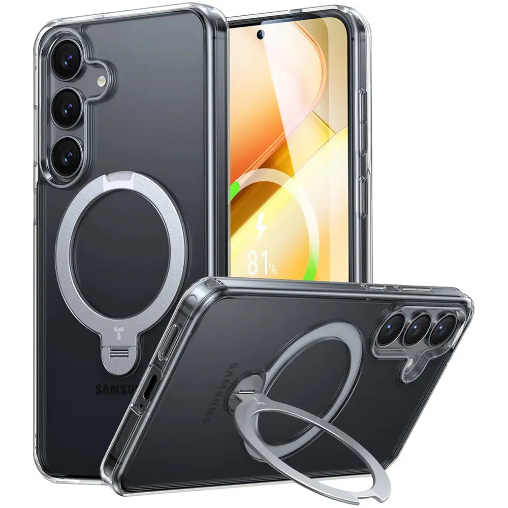 Custodia MagSafe per Samsung Galaxy S25+ S936, Torras, Ostand Spin, Trasparente - immagine 1