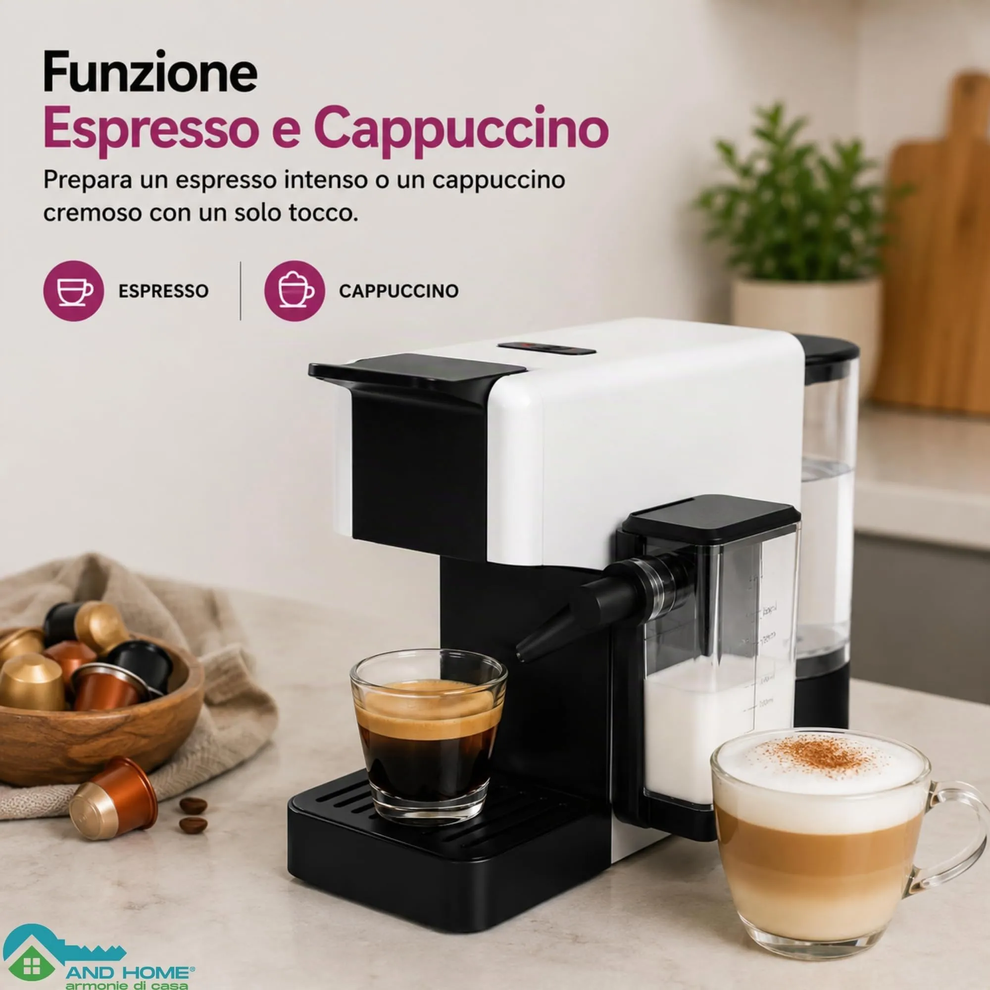 Macchina Caffè + Montalatte, USALA CON: Capsule Compatibili Con DolceGusto, - immagine 5