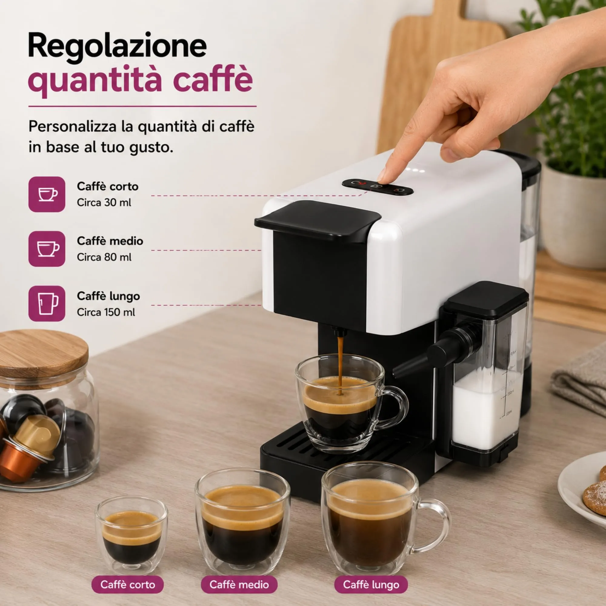 Macchina Caffè + Montalatte, USALA CON: Capsule Compatibili Con DolceGusto, - immagine 6