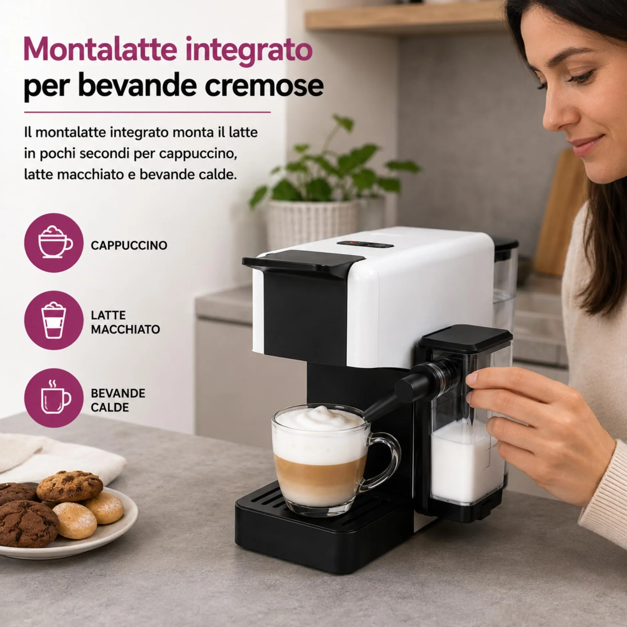 Macchina Caffè + Montalatte, USALA CON: Capsule Compatibili Con DolceGusto, - immagine 7