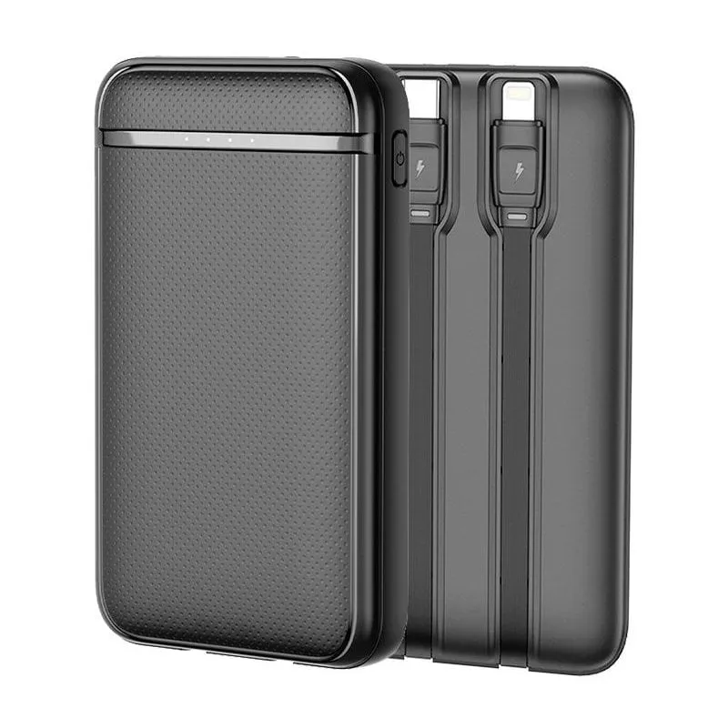 Cool 5000 mAh Power Bank Batteria Esterna con Cavi USB-C / Lightning Nero - immagine 1