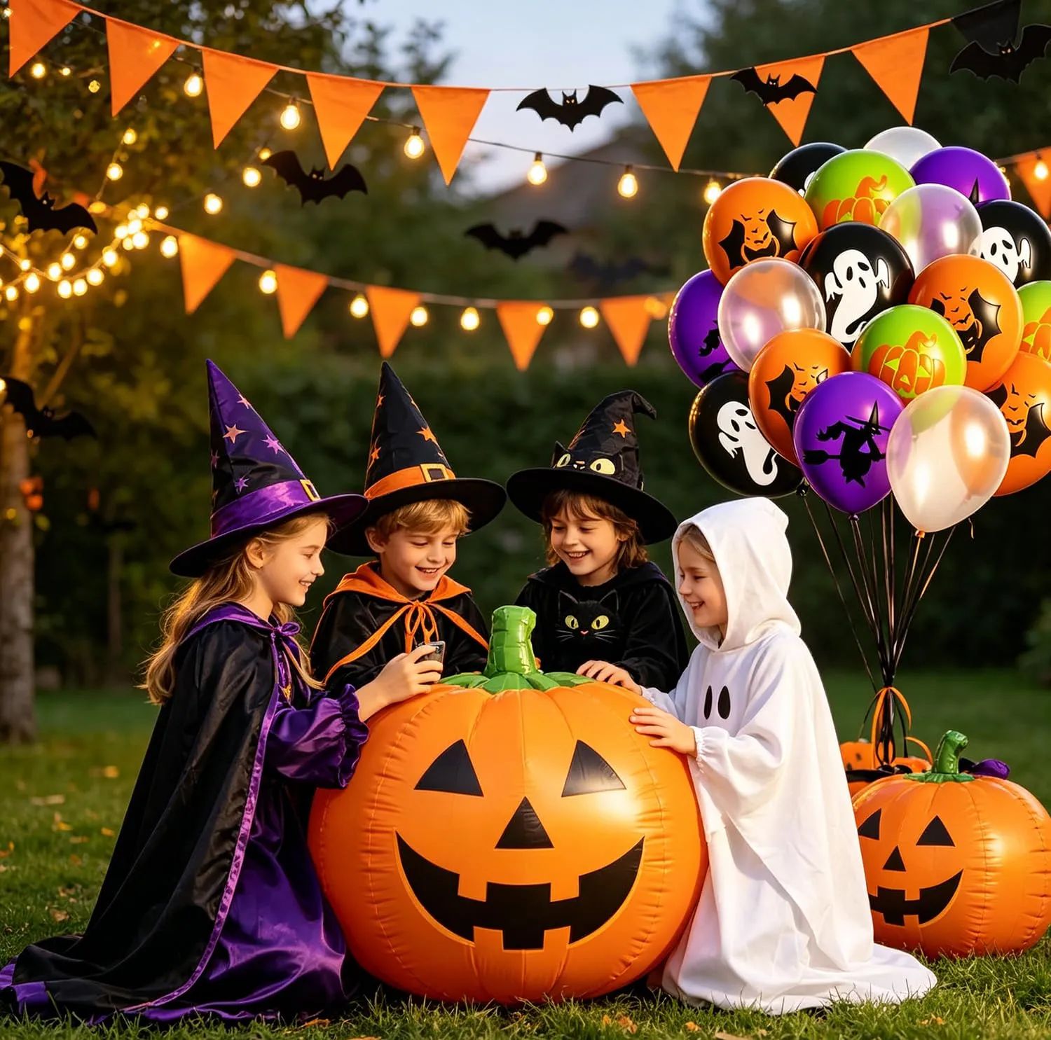 50 Pezzi palloncini decorativi di Halloween, 12‘’(30cm), 5 modelli diversi, per decorazioni di feste di Halloween in famiglia - immagine 7