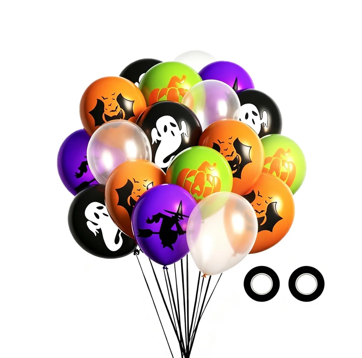 Midgreyeye Set di 100 palloncini decorativi per Halloween, 30 cm, 5 stili diversi, per decorazioni per feste in famiglia di Halloween - immagine 1