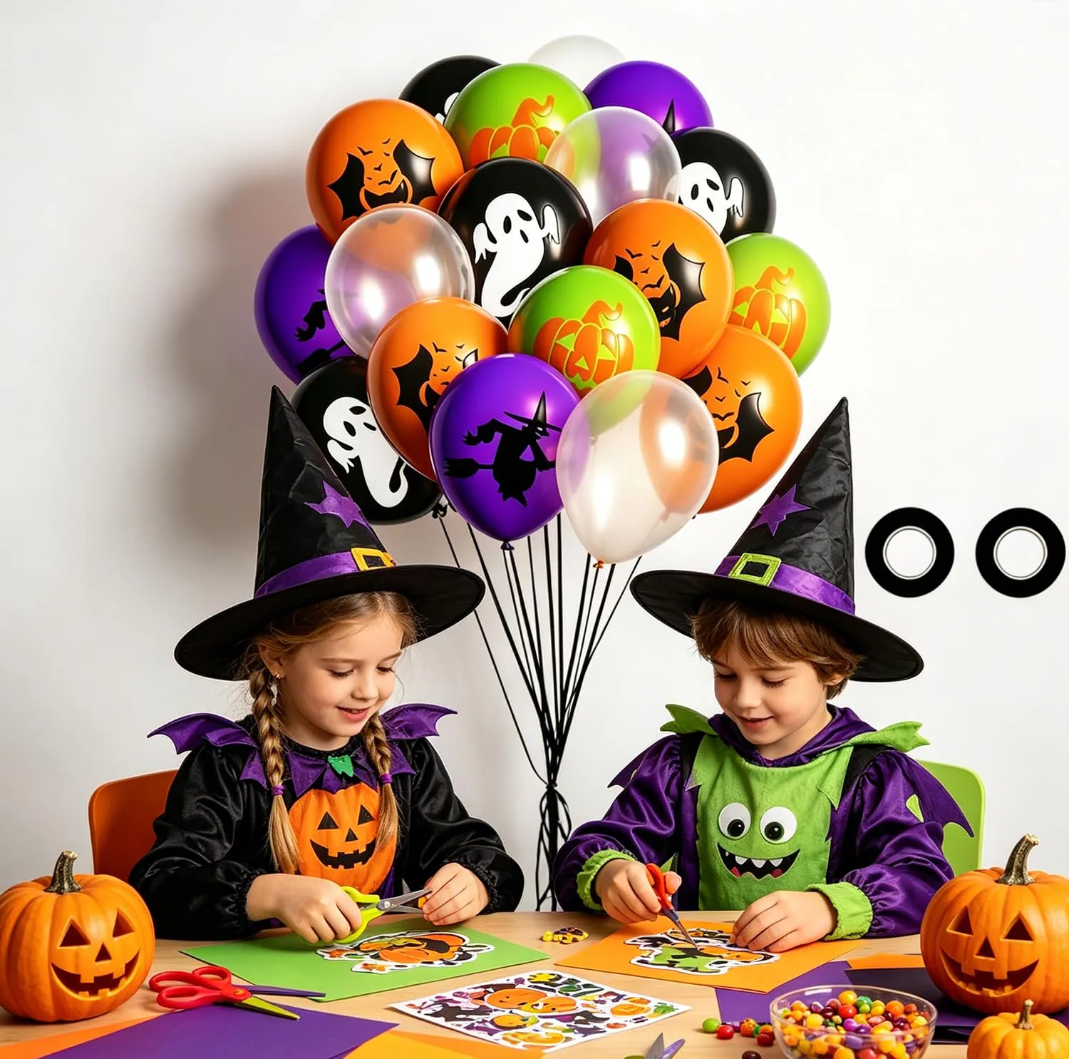 30 Pezzi palloncini decorativi di Halloween, 12‘’（30cm）, 5 modelli diversi, per decorazioni di feste di Halloween in famiglia - immagine 4