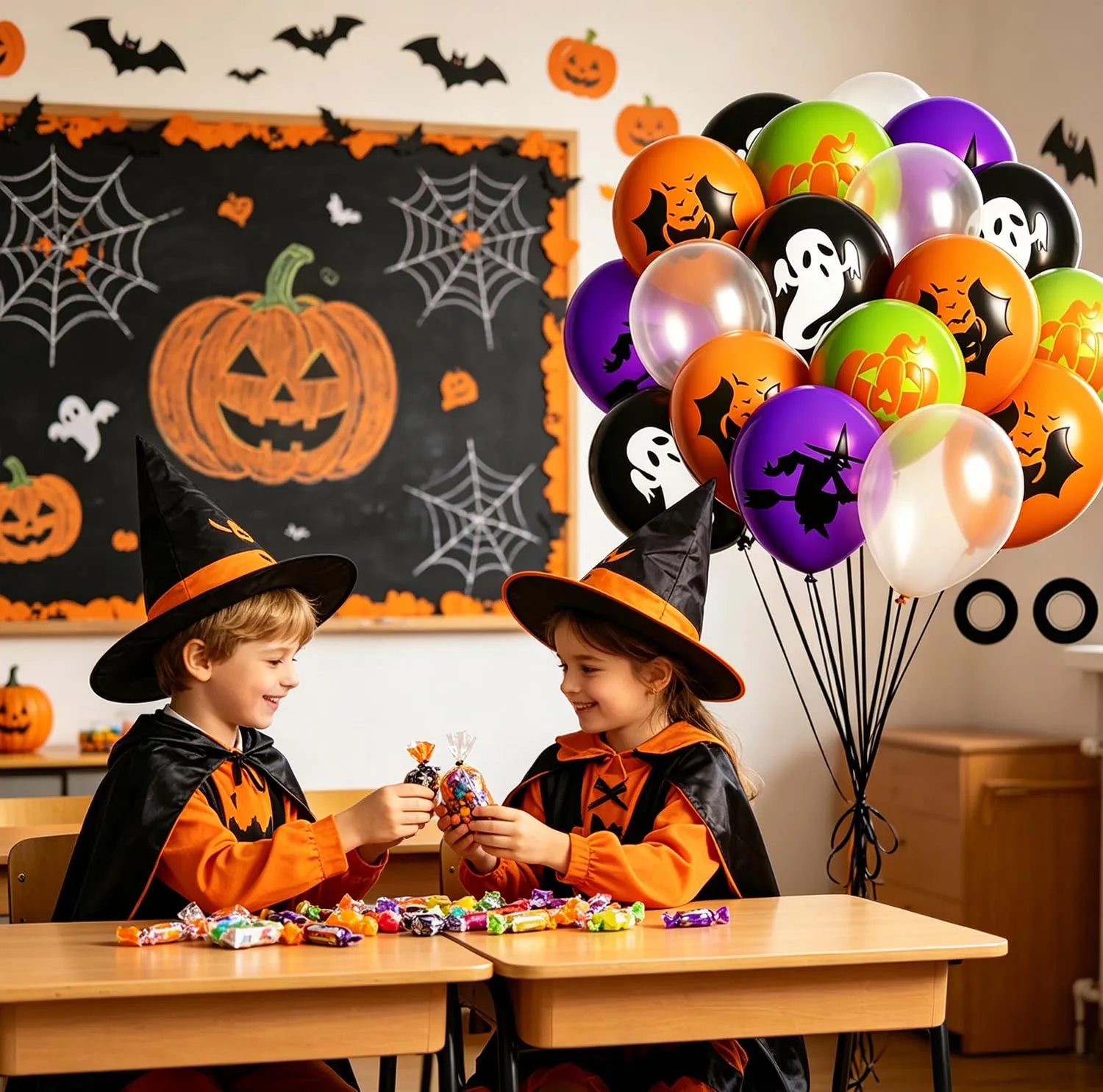 30 Pezzi palloncini decorativi di Halloween, 12‘’（30cm）, 5 modelli diversi, per decorazioni di feste di Halloween in famiglia - immagine 8