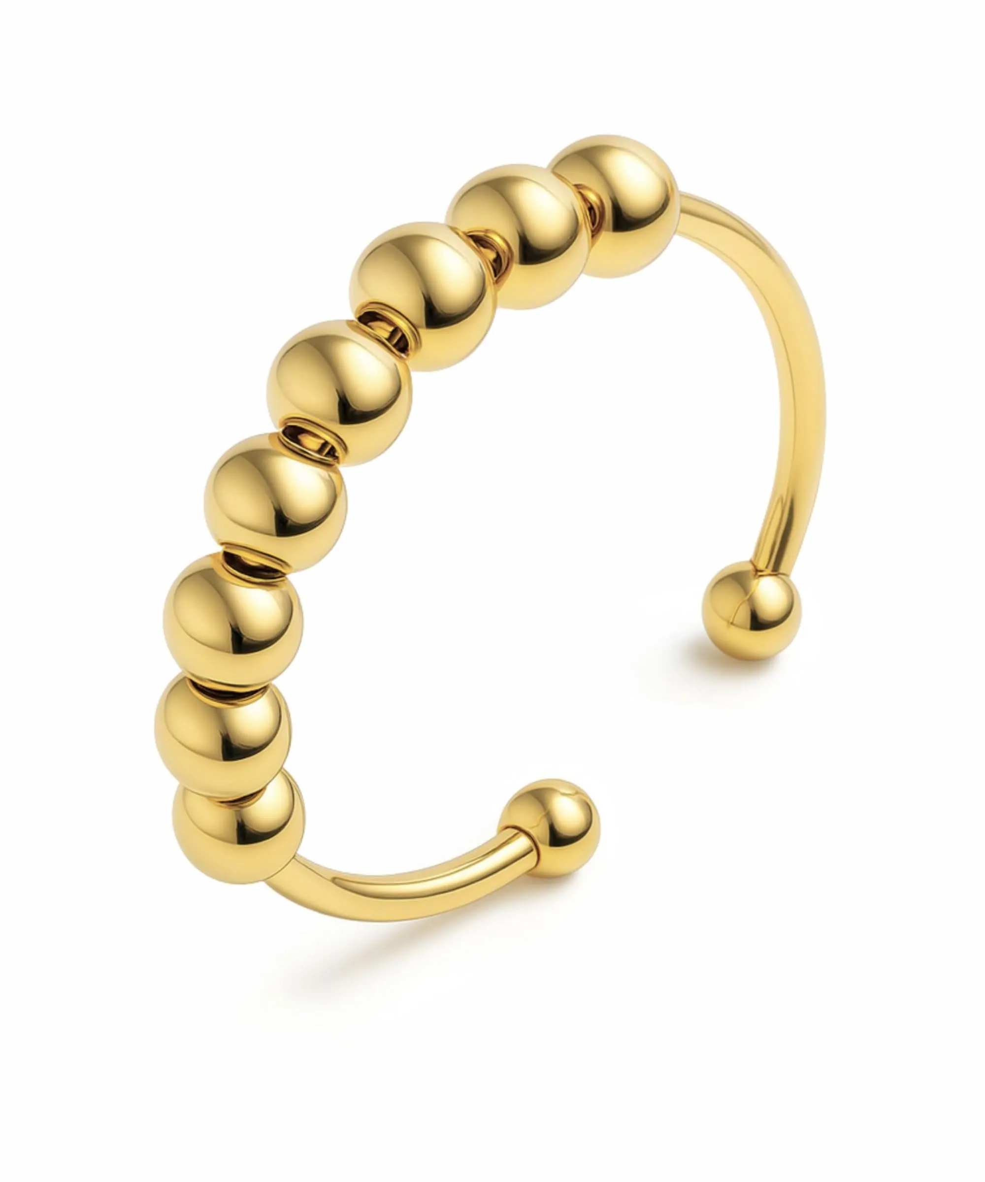 GD GOOD.designs Anello Antistress dorato con perline mobili - Anelli antistress impermeabili in oro 18K | Misura regolabile (52-60) - immagine 1