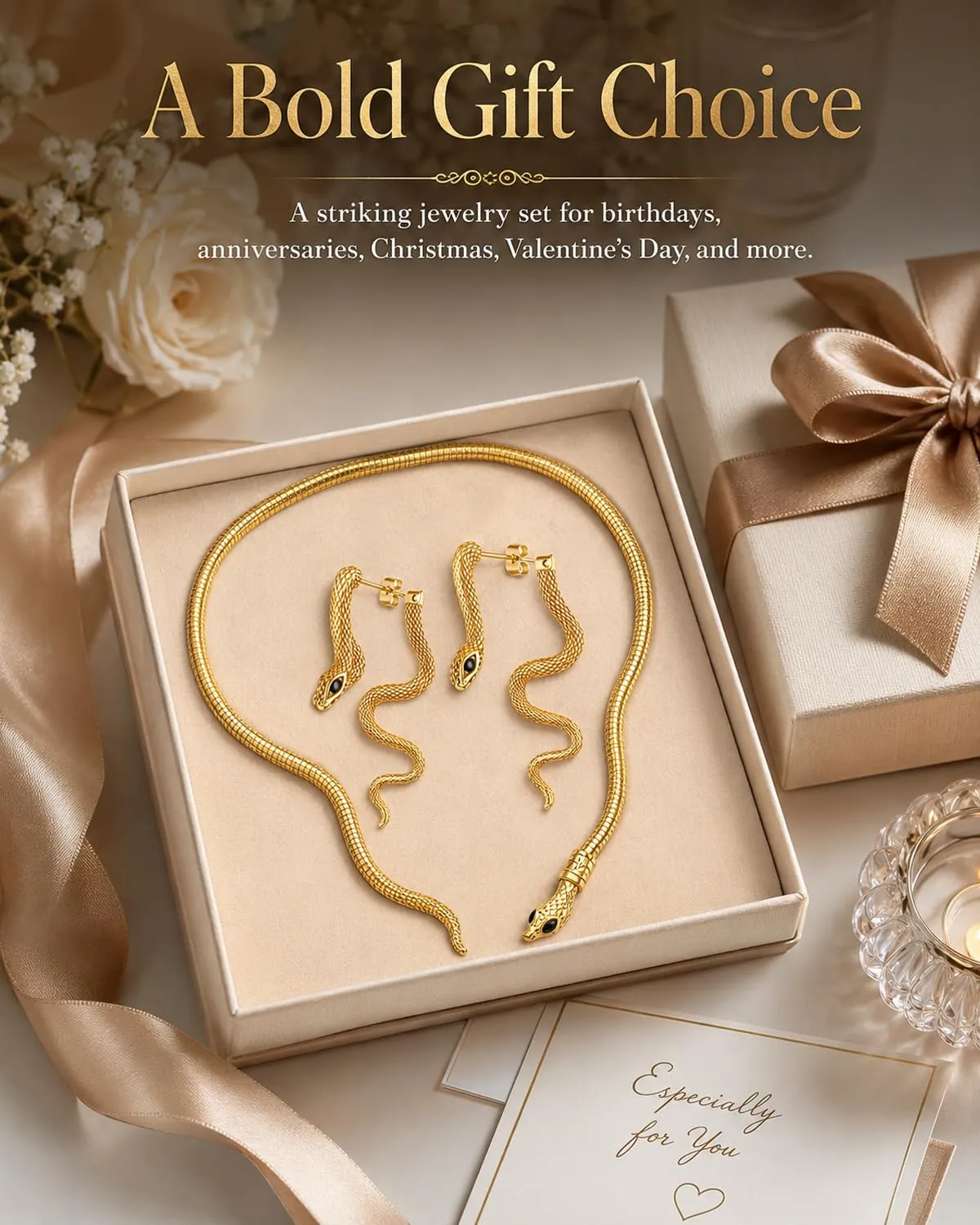 JIRVEX Set Gioielli Cleopatra Donna, Accessori Cleopatra con Collana Dorata e Orecchini, Collana Cleopatra Choker per Halloween e Carnevale, Gioielli Serpente, Accessori Gotici Cleopatra - immagine 4