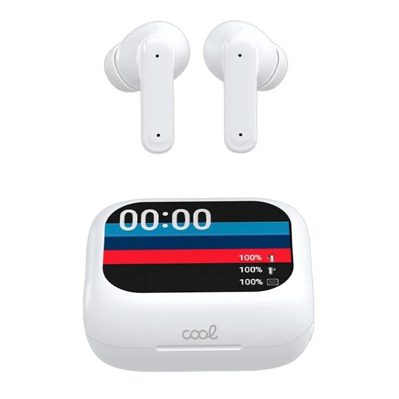 Cuffie stereo wireless Bluetooth ANC Cool Ambient con display LCD bianco - immagine 1