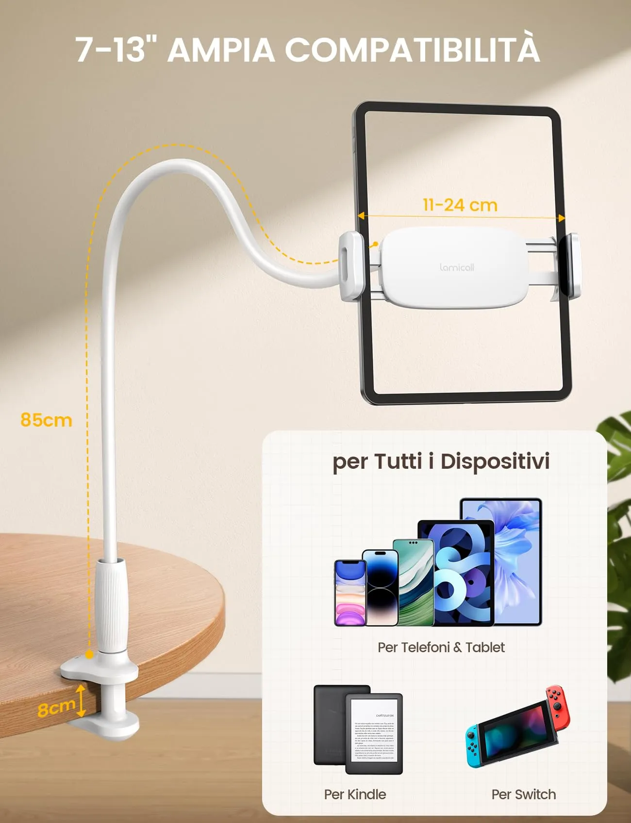 Lamicall Supporto Tablet con Collo di Cigno - [360° Rotazione] - immagine 6