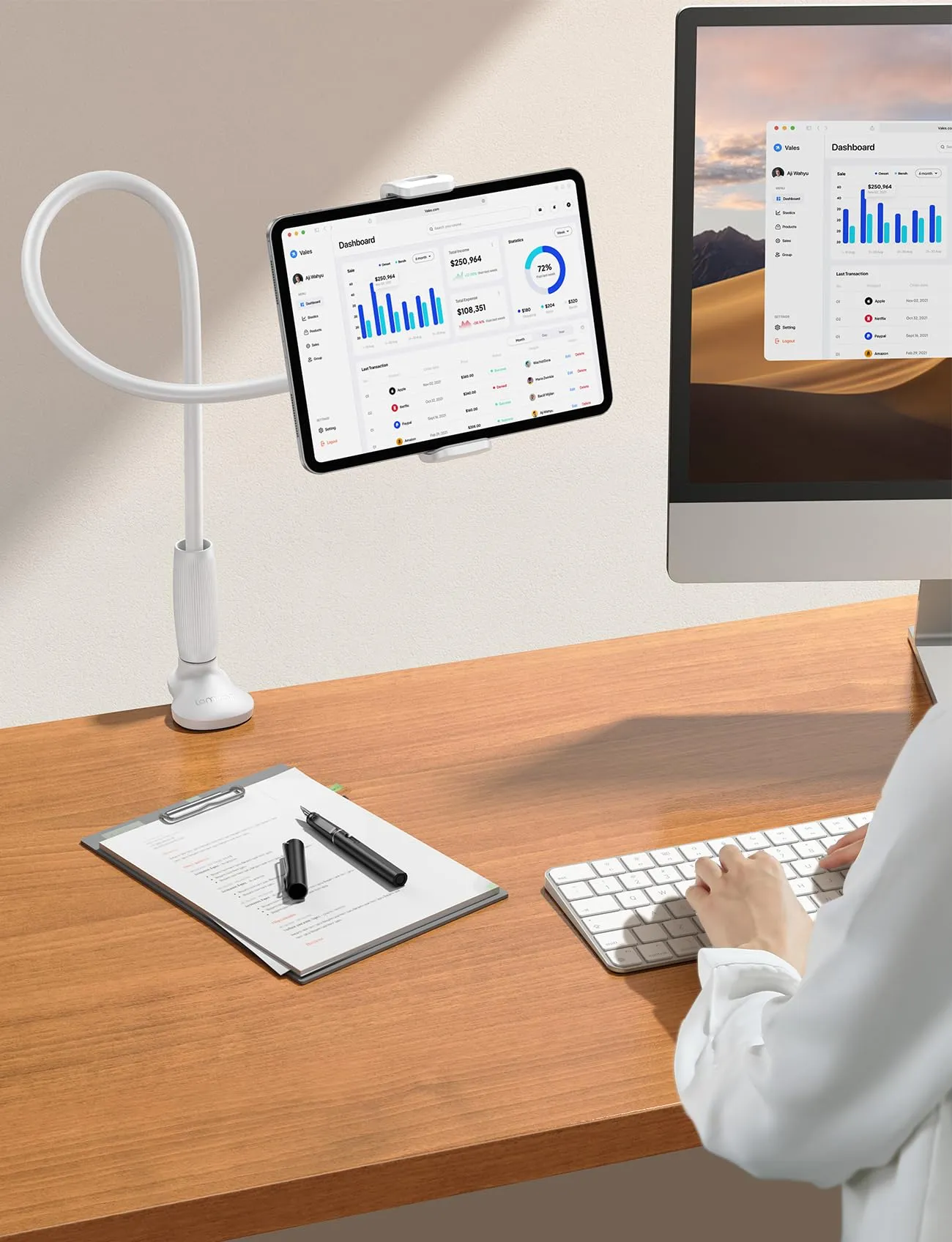 Lamicall Supporto Tablet con Collo di Cigno - [360° Rotazione] - immagine 7