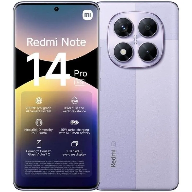 Xiaomi REDMI Note 14 Pro 5G 8GB 256GB 6.67" Viola Lavanda - immagine 1