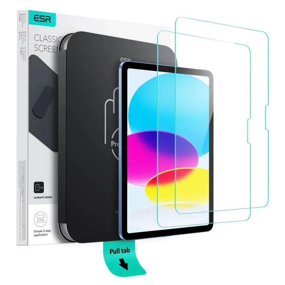 Pellicola Protettiva Schermo ESR UltraFit per Apple iPad (2025) / (2022), Vetro Temperato, Full Glue, Set 2 pezzi - immagine 1