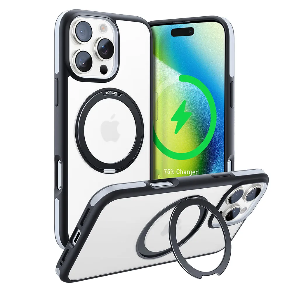 Custodia MagSafe per Apple iPhone 16 Pro, Torras, Ostand R Fusion, Nera - immagine 1