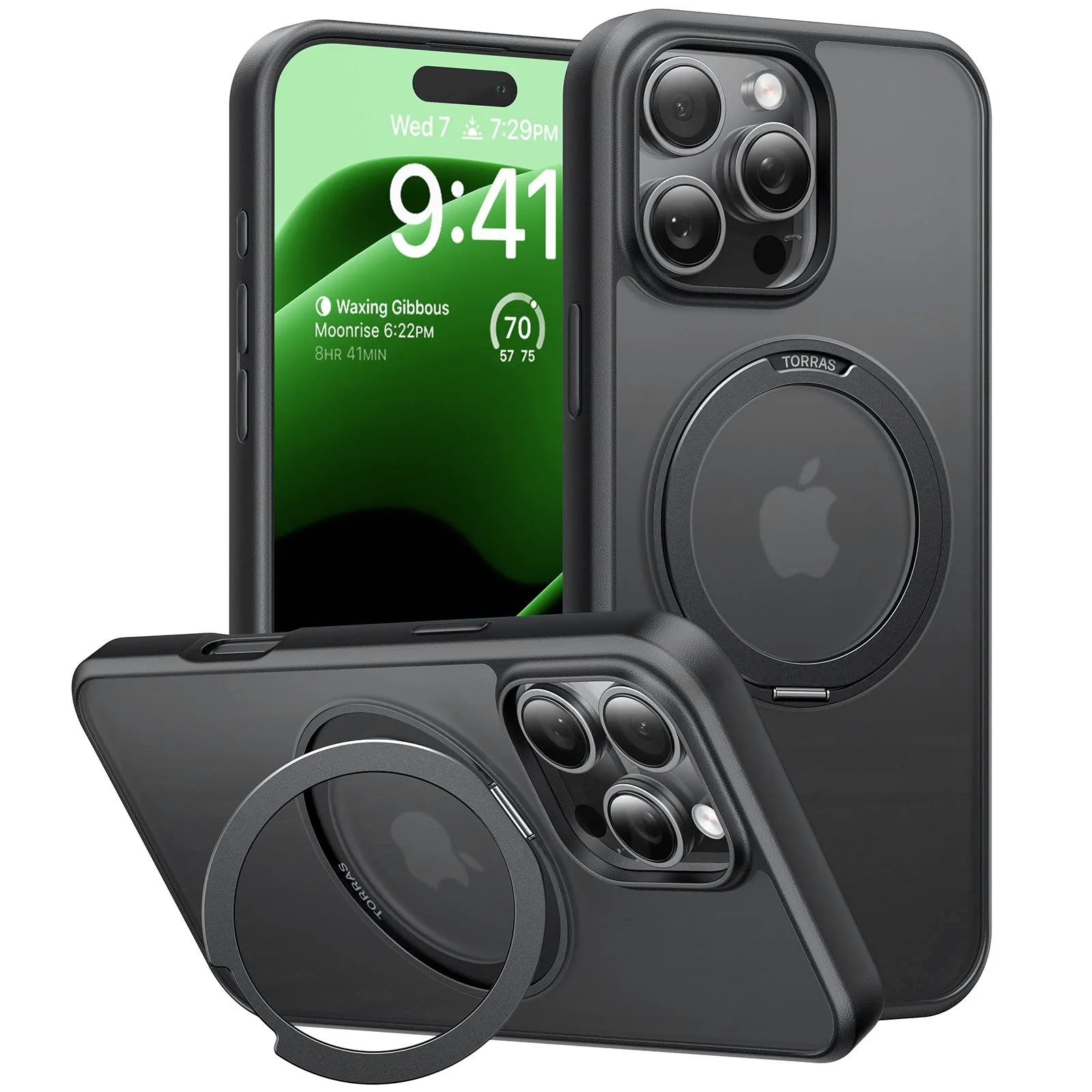 Custodia MagSafe per Apple iPhone 16 Pro, Torras, Ostand Pro, Nera - immagine 1