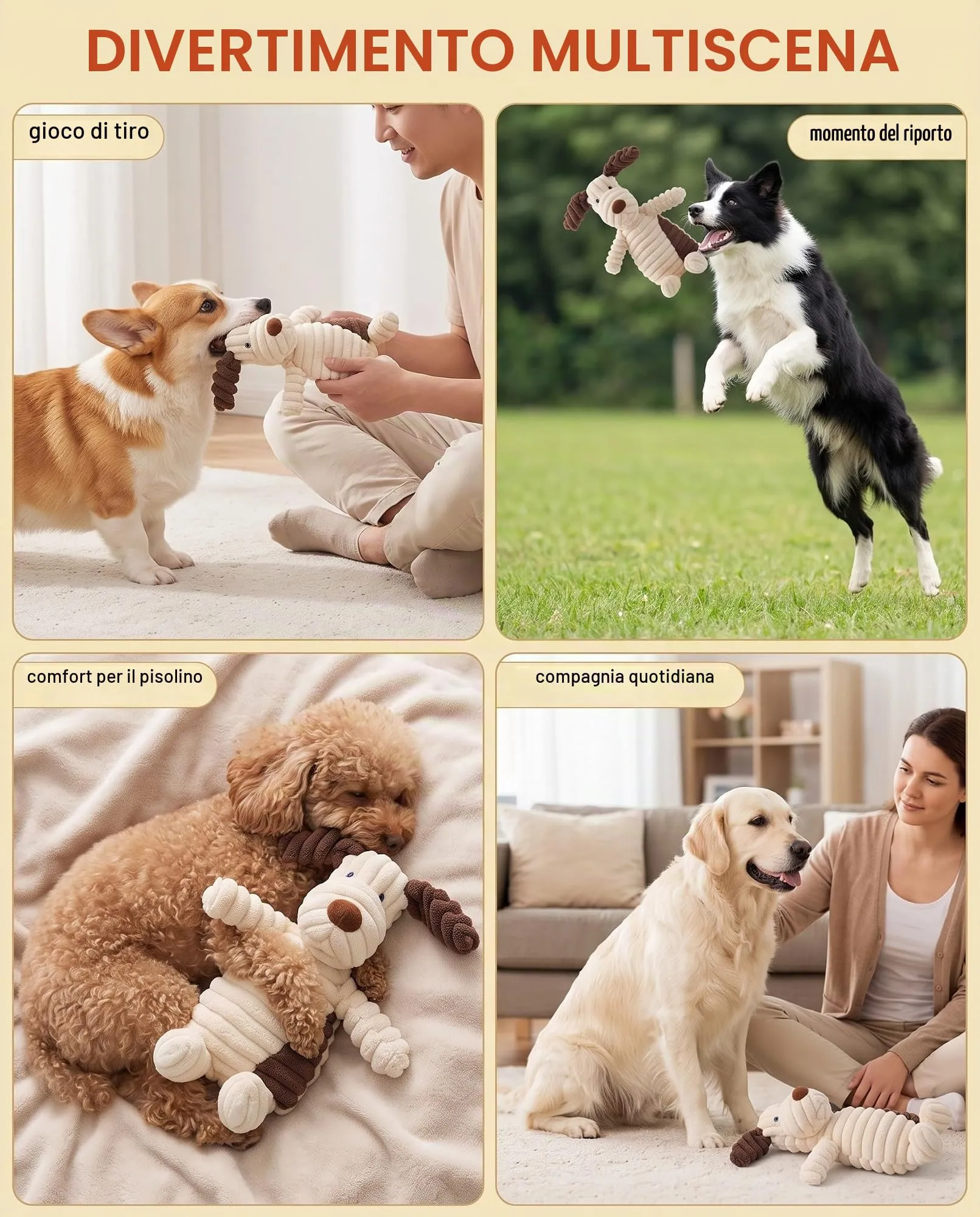 XALFST Papera Antistress per Cani, 1 Pezzo (26 x 23 cm) - Peluche Sonoro Indistruttibile, Gioco Calmante con Design Sicuro per Morso Resistente e Ansia da Separazione - immagine 4