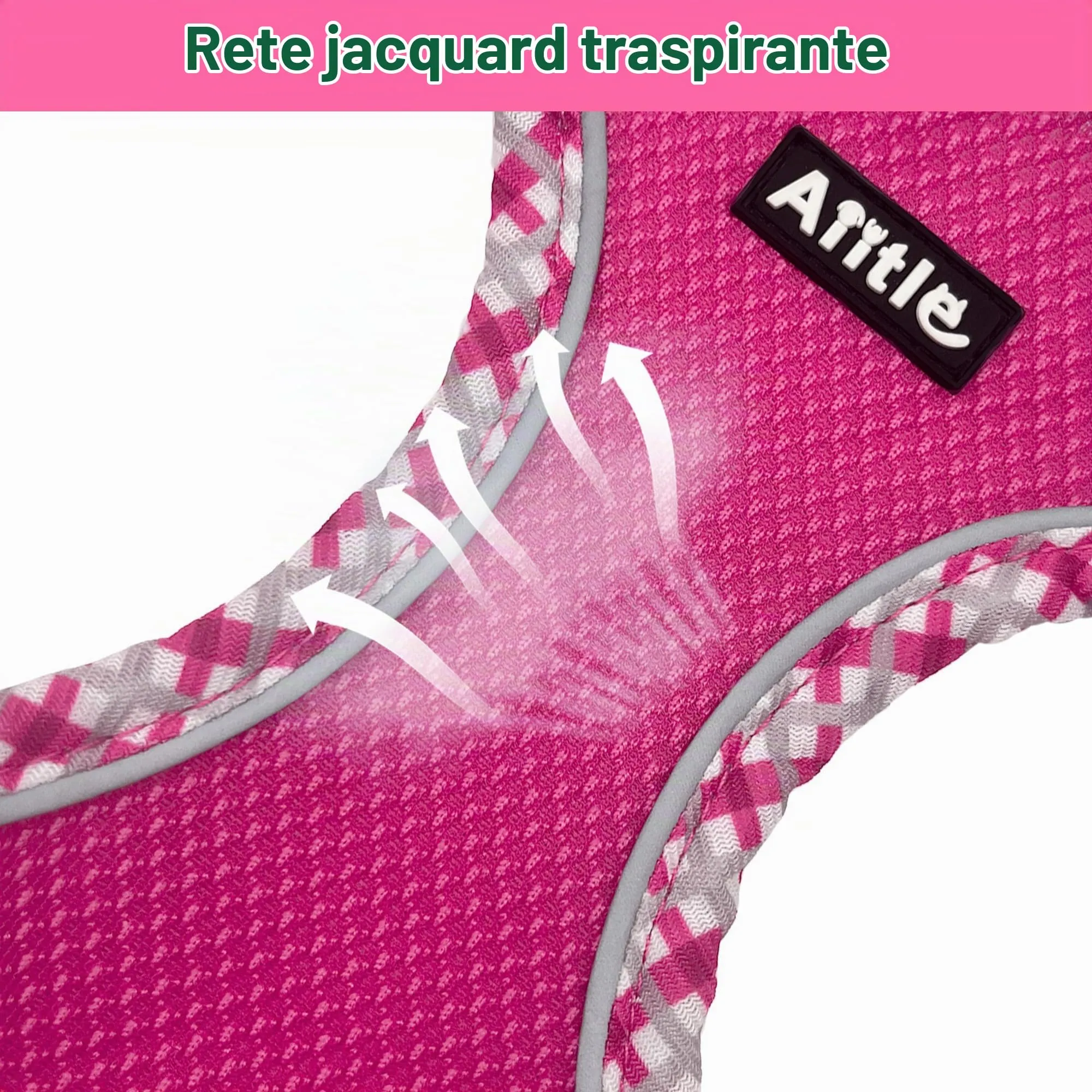 AIITLE XXS - Set di pettorina e guinzaglio per cani, rosa acceso, XXS - immagine 4