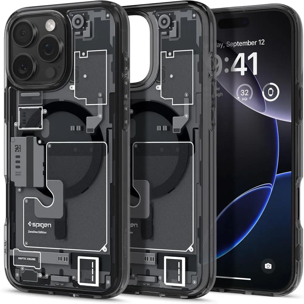 Custodia MagSafe per Apple iPhone 16 Pro, Spigen, Ultra Hybrid Zero One, Nero Opaco ACS08135 - immagine 1