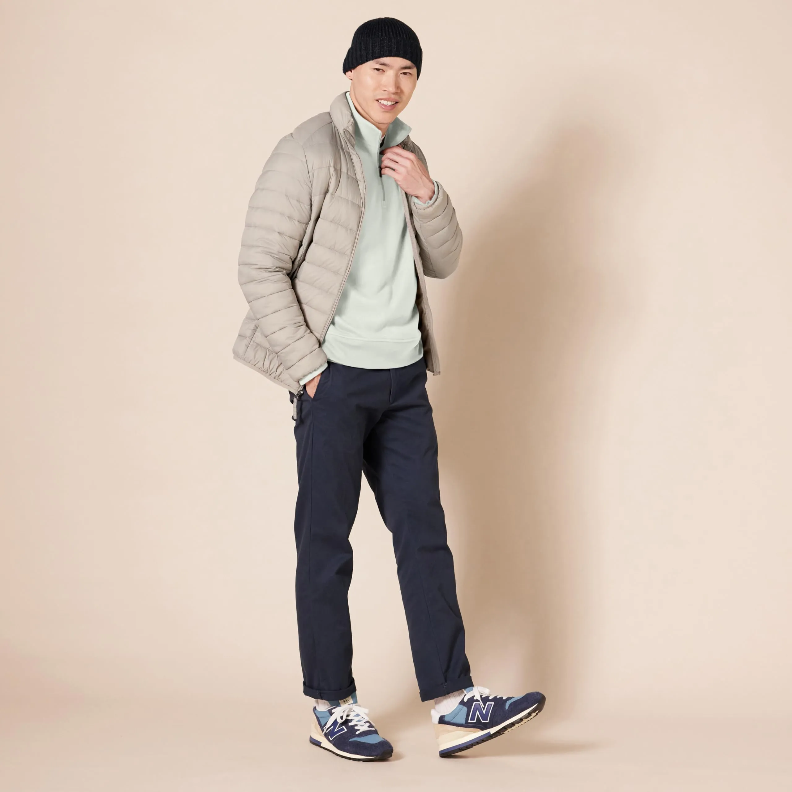 Amazon Essentials Felpa in Pile A Maniche Lunghe con Zip Corta Uomo, Grigio Chiaro, XL - immagine 5