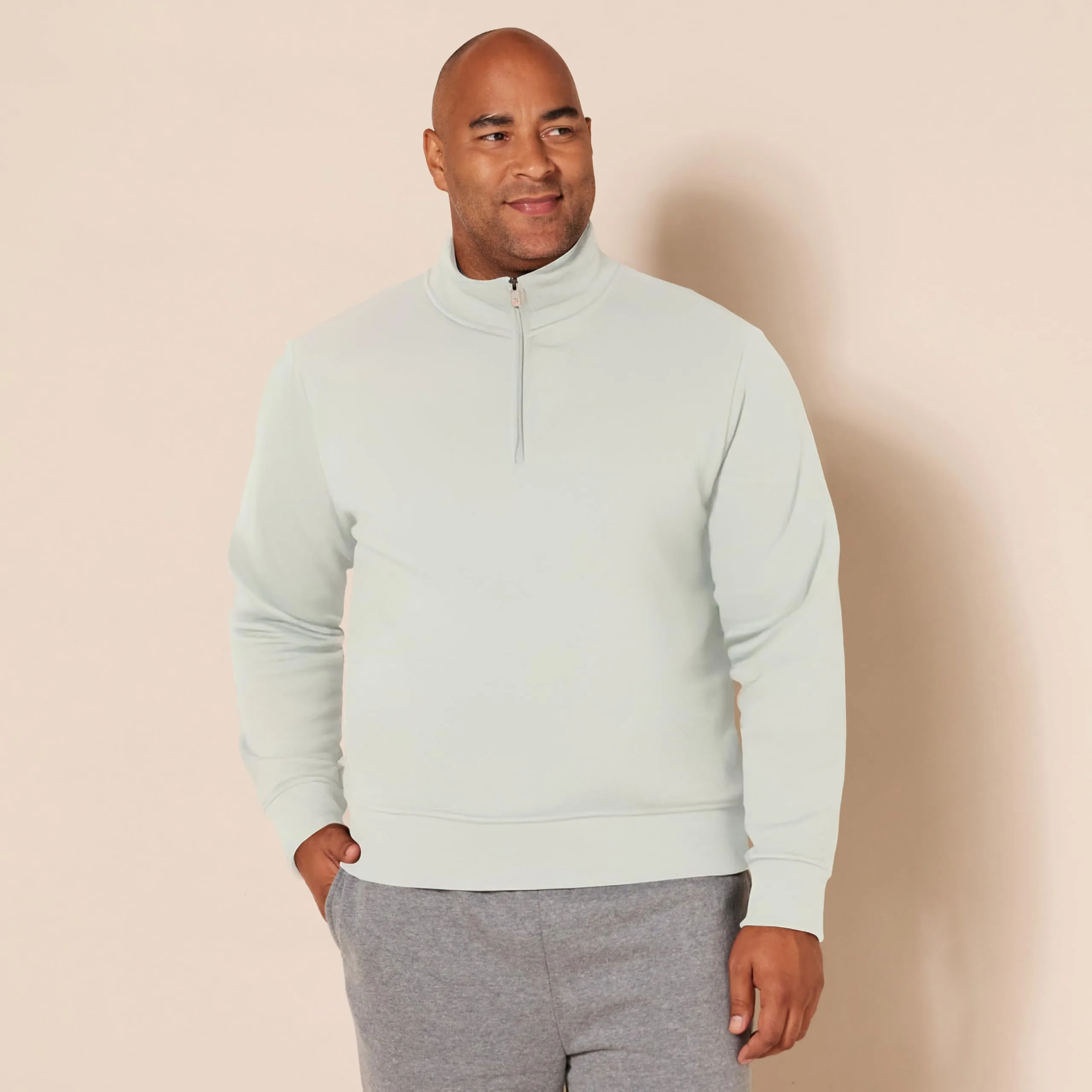 Amazon Essentials Felpa in Pile A Maniche Lunghe con Zip Corta Uomo, Grigio Chiaro, XL - immagine 6