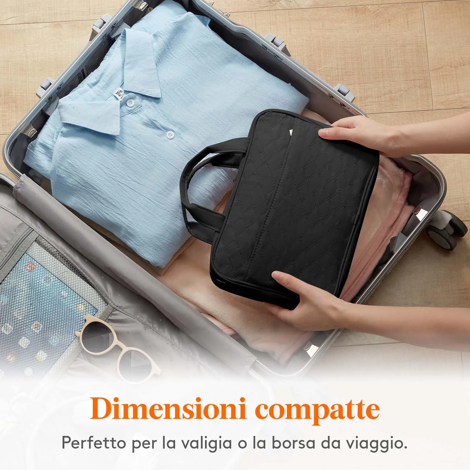 Lifewit Beauty Case da Viaggio Donna, Grande Trousse Trucchi da Appendere, Beautycase da Viaggio con 4 Trasparente Scomparti, Regalo Donna e Uomo, Medio, Nero - immagine 7