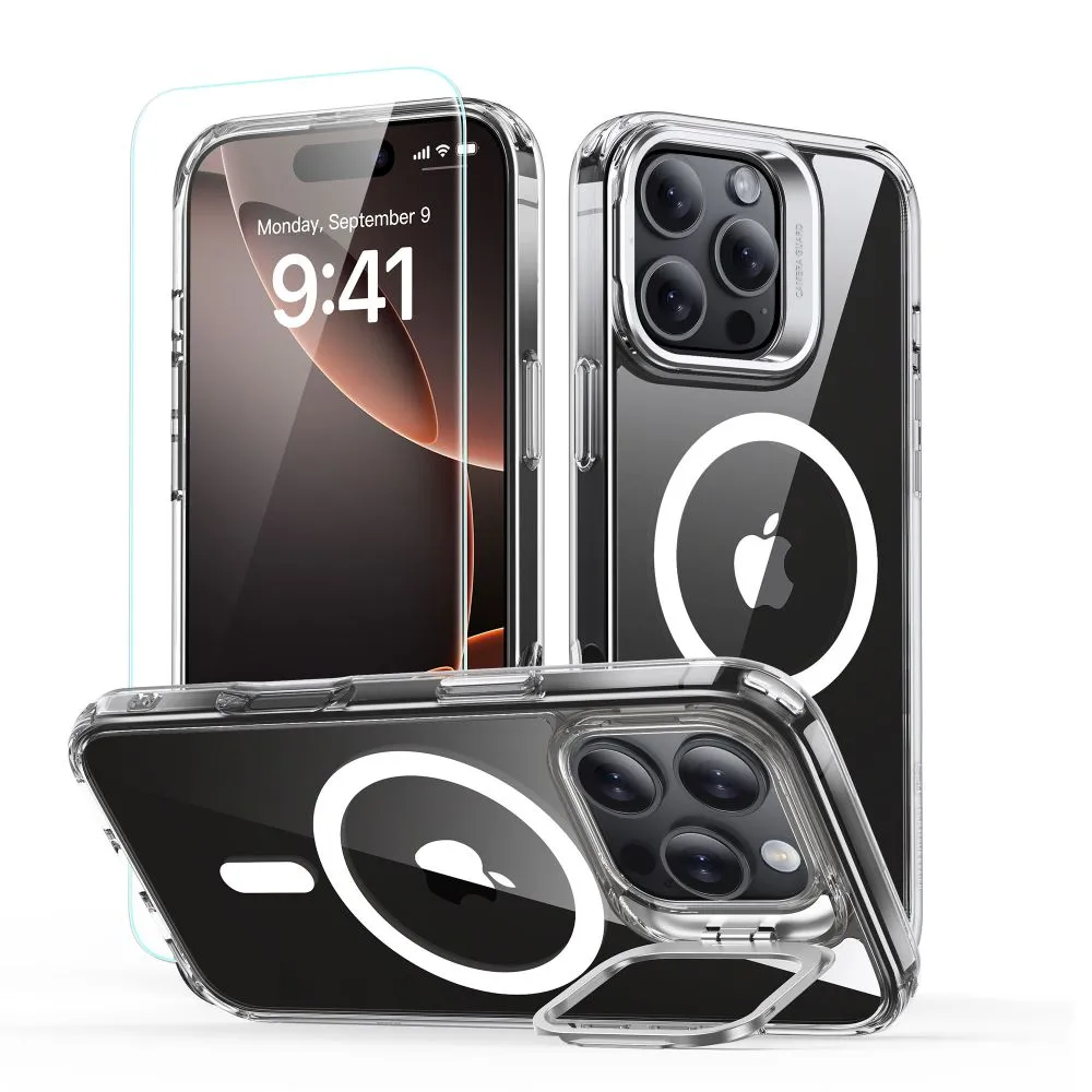 Custodia MagSafe per Apple iPhone 16 Pro, ESR, Classic Hybrid Kickstand con Protezione Schermo, Trasparente - immagine 1