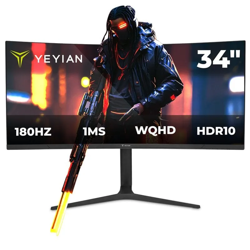 Monitor da gioco Yeyian YMC-FV234-M1 34" WQHD 180Hz HDR10 compatibile FreeSync/G-Sync curvo - immagine 1