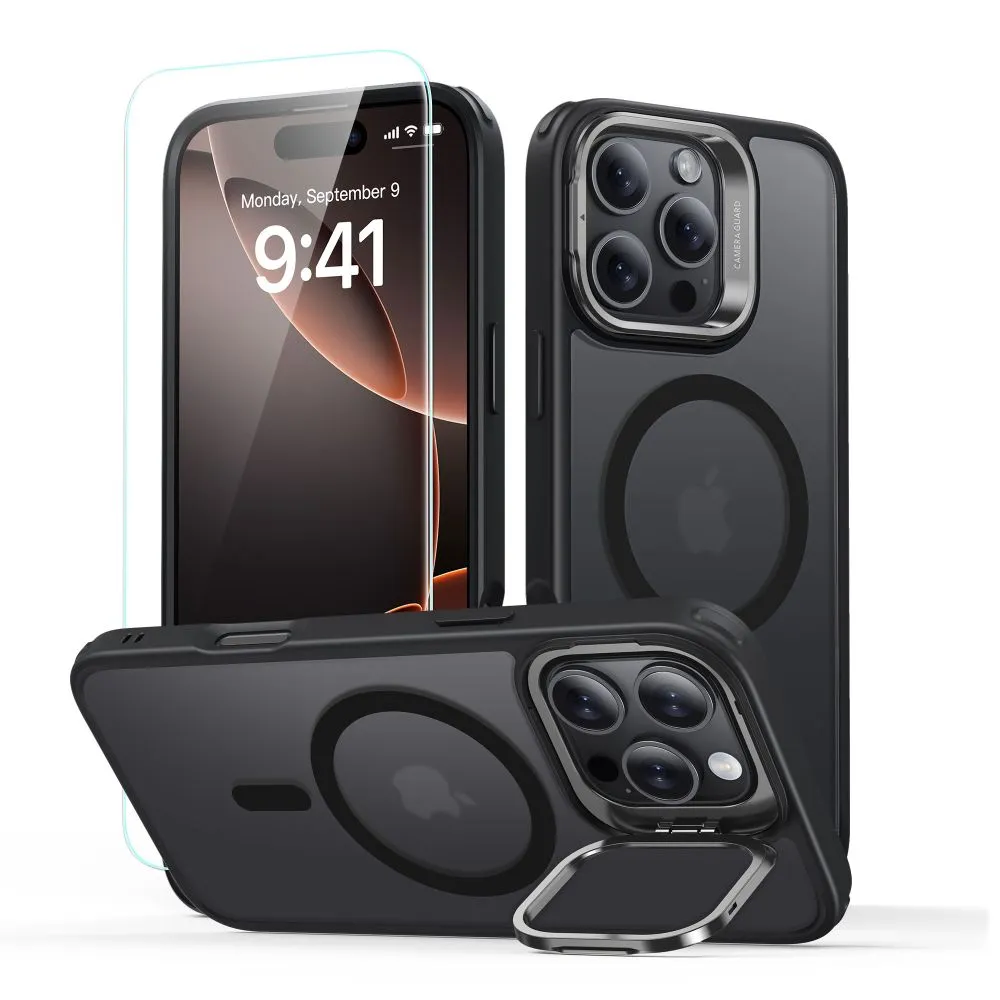 Custodia MagSafe per Apple iPhone 16 Pro Max, ESR, Classic Hybrid Kickstand con Protezione Schermo, Nero Satinato - immagine 1