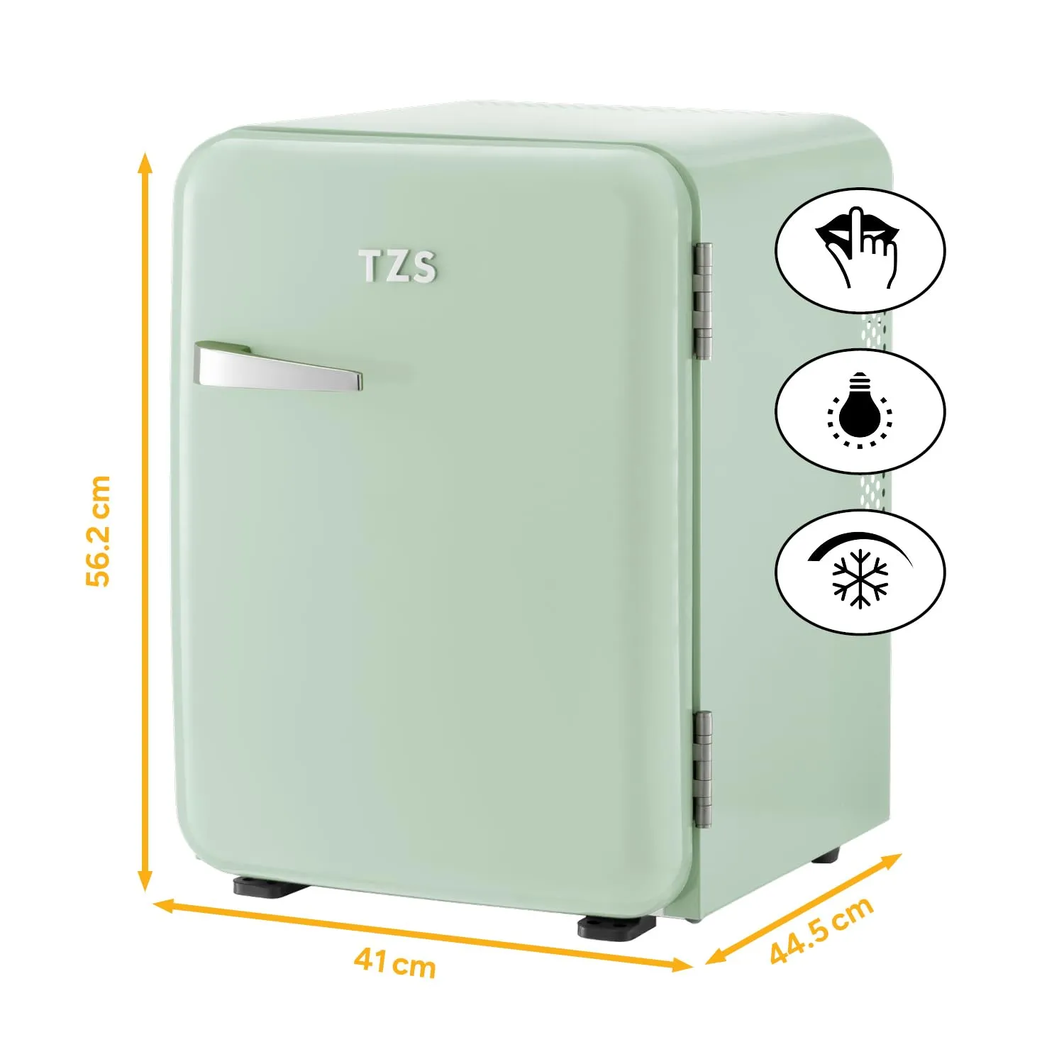 TZS First Austria - Mini Frigorifero Retrò 40L silenzioso - Piccolo Minifrigo design vintage con luce interna e 2 scomparti porta - Minibar per campeggio, ufficio, camera da letto e hotel - menta - immagine 2