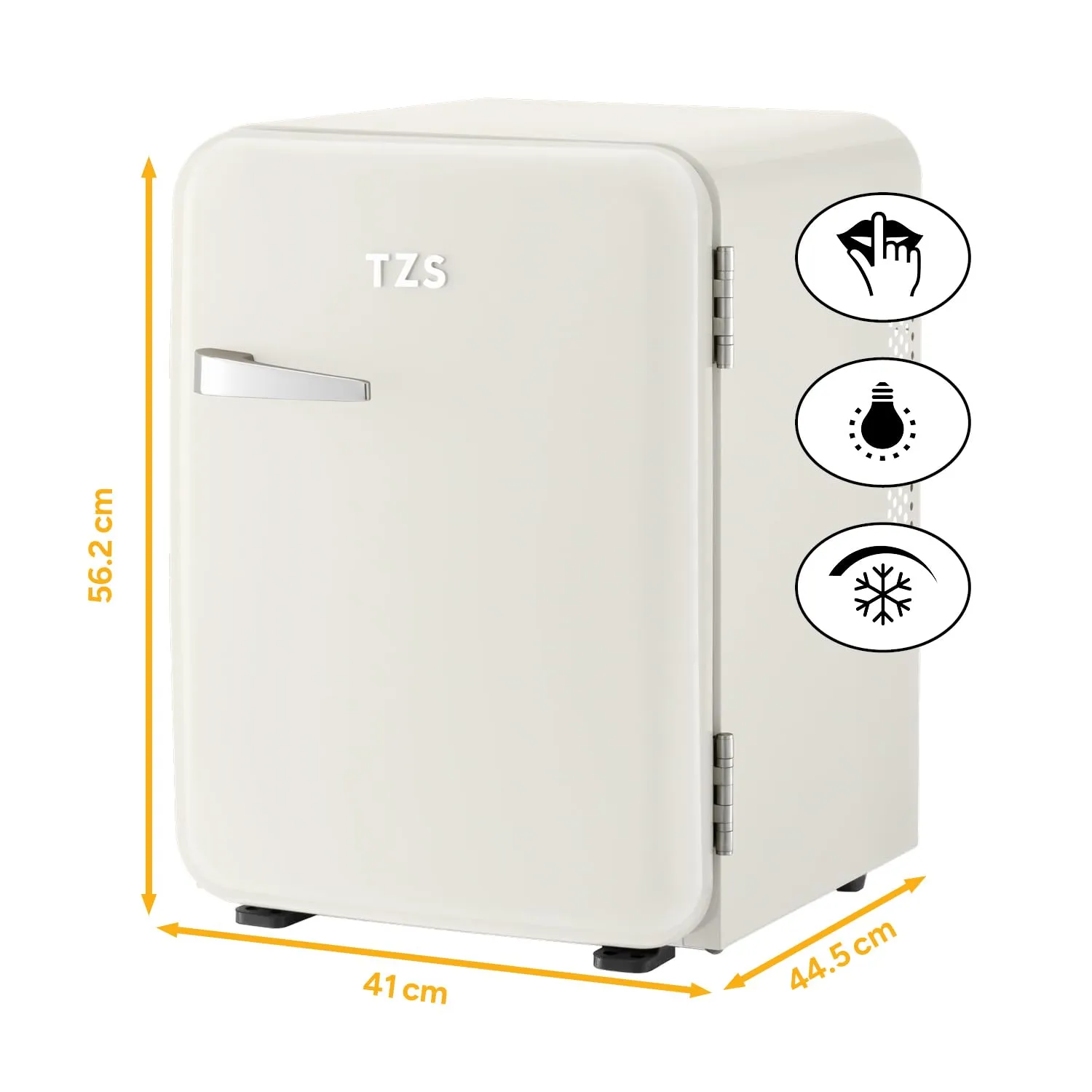 TZS First Austria - Mini Frigorifero Retrò 40L silenzioso - Piccolo Minifrigo design vintage con luce interna e 2 scomparti porta - Minibar per campeggio, ufficio, camera da letto e hotel - Crema - immagine 2