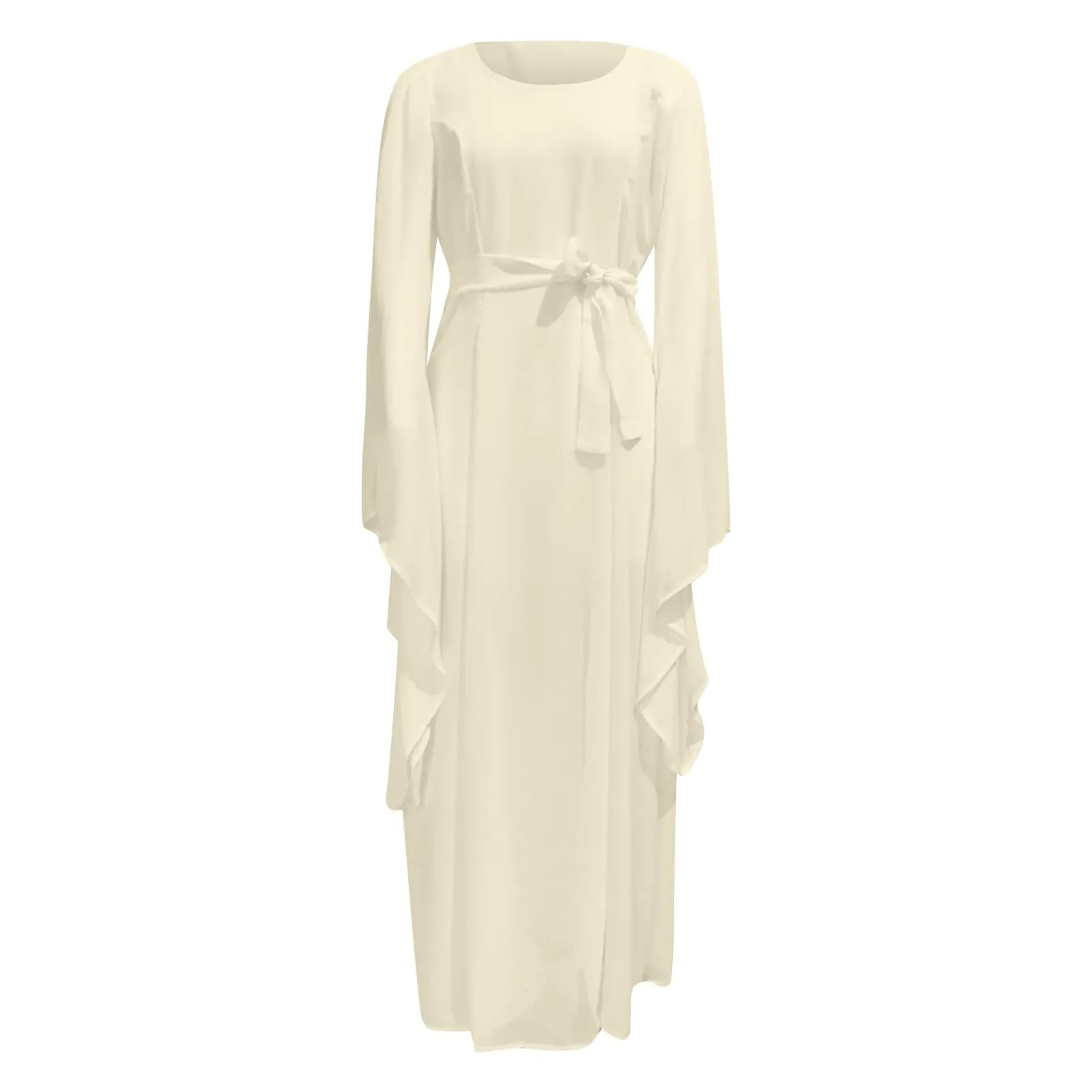 Abito medievale da donna, a maniche a tromba, per feste, da pavimento, in chiffon, stile retrò, per cosplay, da donna, performance, vestito balza, beige., M - immagine 5