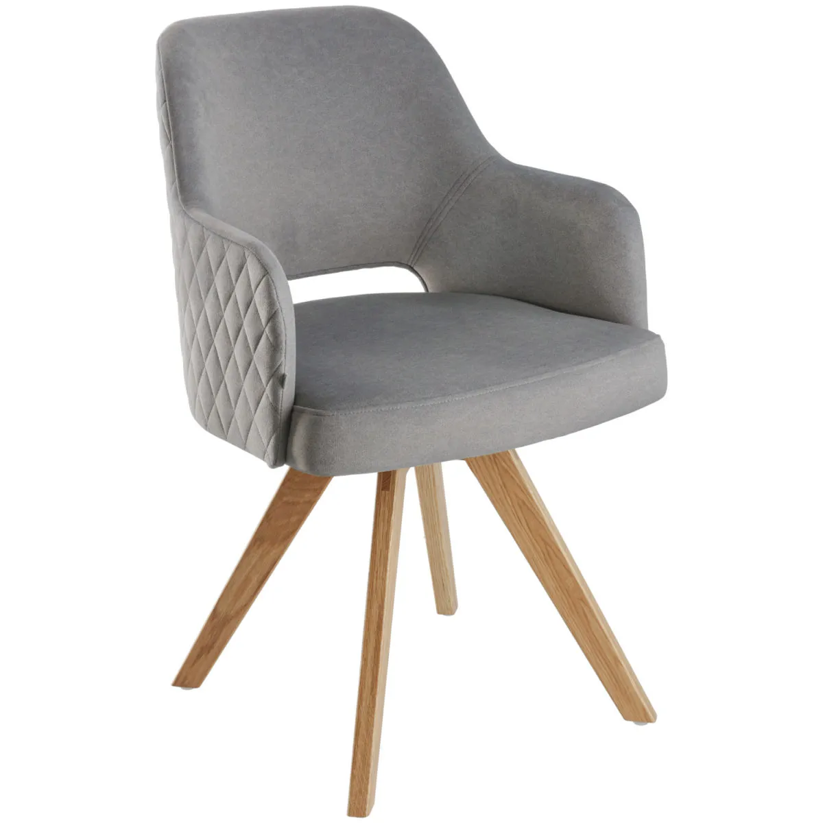 VEGA Sedia girevole Twist Velluto; 46x47x85 cm (LxPxH); seduta grigio, struttura quercia - immagine 1