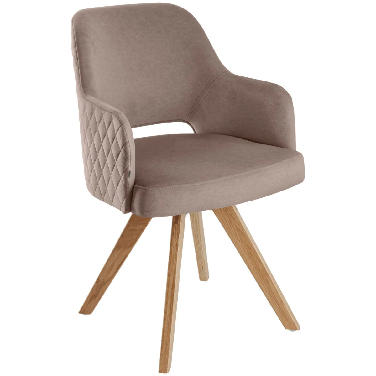 VEGA Sedia girevole Twist Velluto; 46x47x85 cm (LxPxH); seduta tortora, struttura quercia - immagine 1