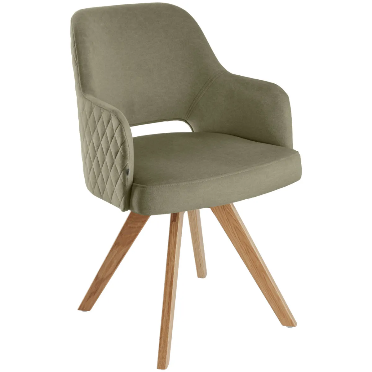VEGA Sedia girevole Twist Velluto; 46x47x85 cm (LxPxH); seduta verde, struttura quercia - immagine 1