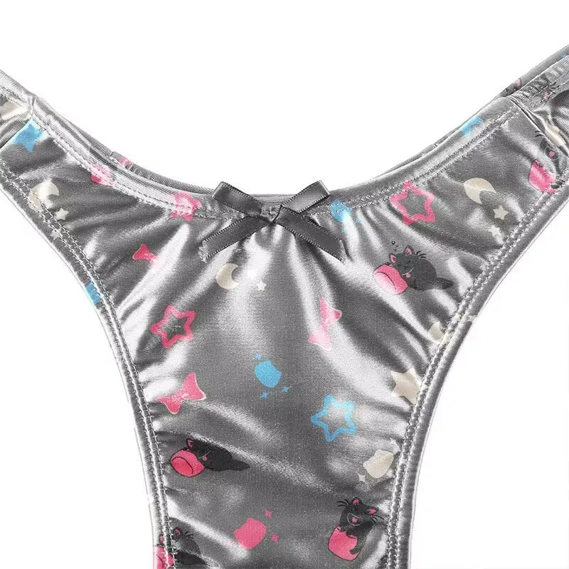 Landofgenie Perizoma Tucking Gaff Mutandine per Crossdresser Nascondere Gaff Panty Modellante Mutandine Intimo Stampato Mutande per Crossdresser Transgender Grigio S - immagine 5