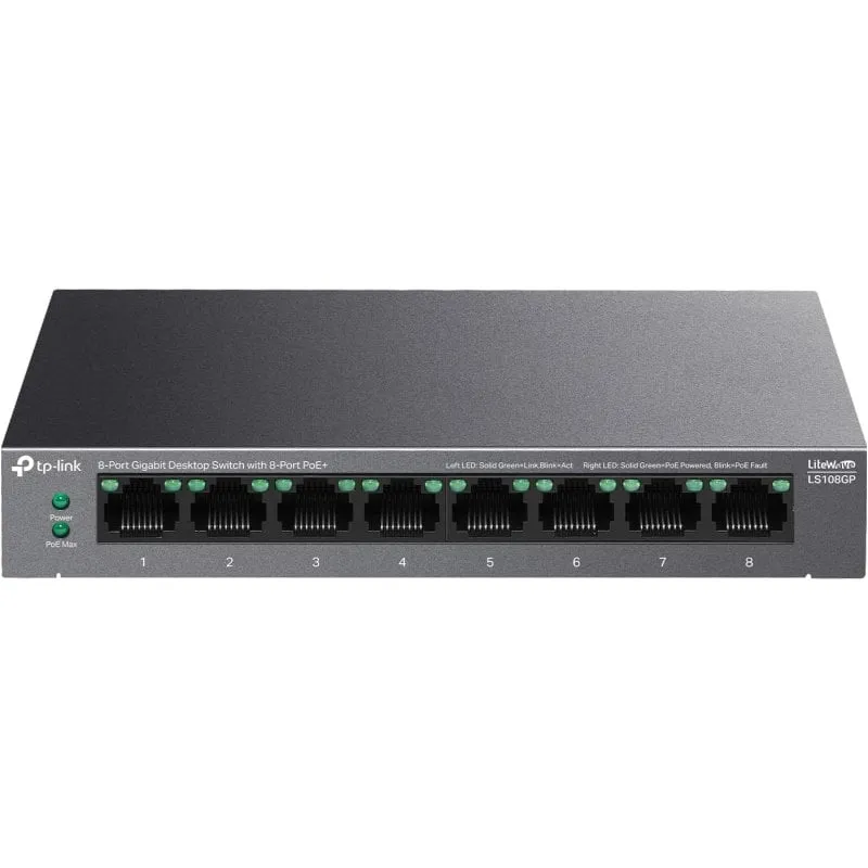 TP-Link LS108GP - 5 porte Gigabit, 4 porte PoE+, trasmissione PoE fino a 250 m - immagine 1