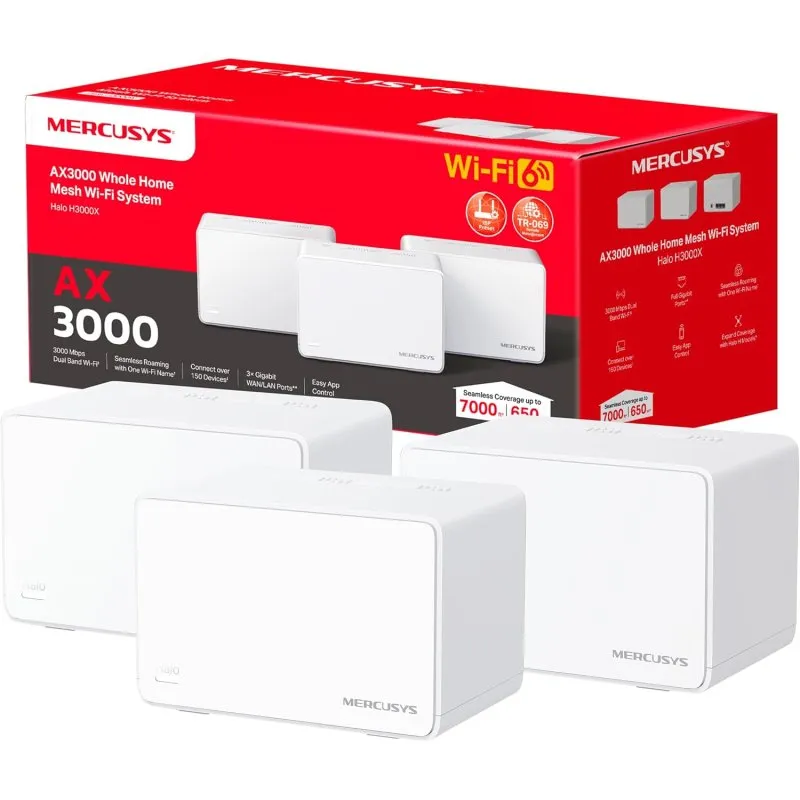 Mercusys Halo H80X Confezione da 3 Sistema Mesh Wifi AX3000 WiFi 6 Dual Band Gigabit - immagine 1