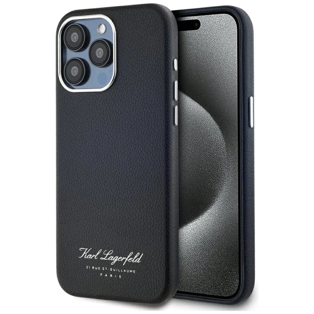 Custodia per Apple iPhone 15 Pro, Karl Lagerfeld, Grained Hotel RSG, Nera - immagine 1