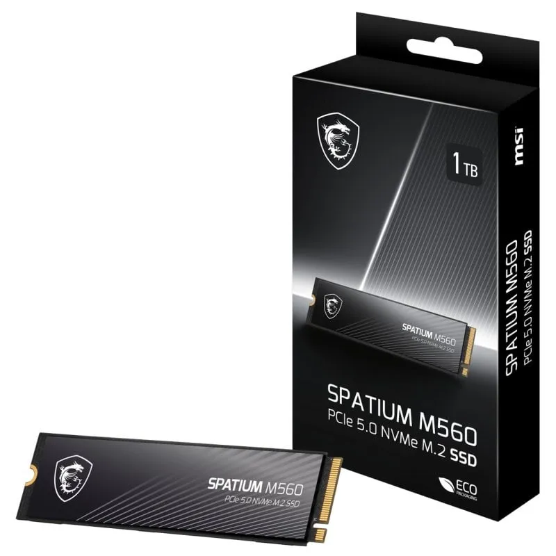 MSI SPATIUM M560 1TB SSD 10200MB/s NVMe PCIe 5.0 M.2 Gen5 3D NAND - immagine 1